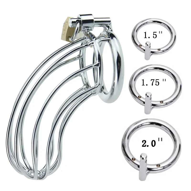 Free Custom Box - 40/45/50Mm Male Chastity Device Belt Stainless Steel Metal Cage Restraint Penis Sex Toys Penis Cock Ring