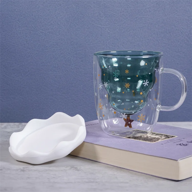 Online shop hot sales christmas double wall borosilicate glass cup mug factory