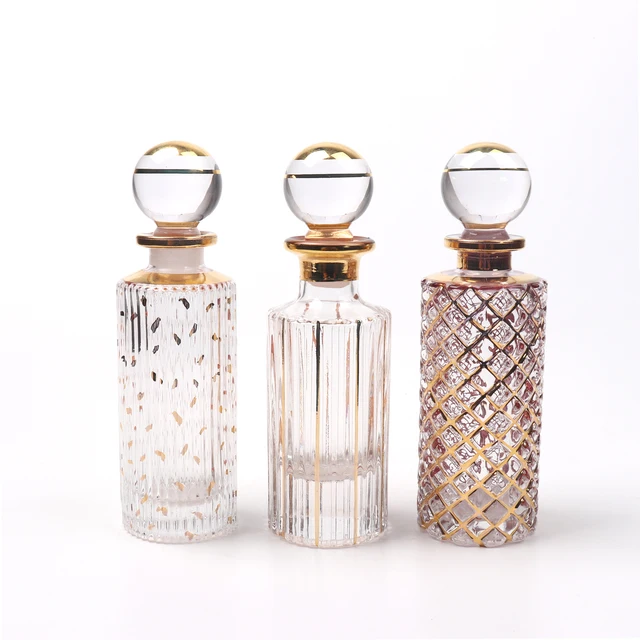 golden drawing Display Bottle empty glass perfume bottle 150ml with box