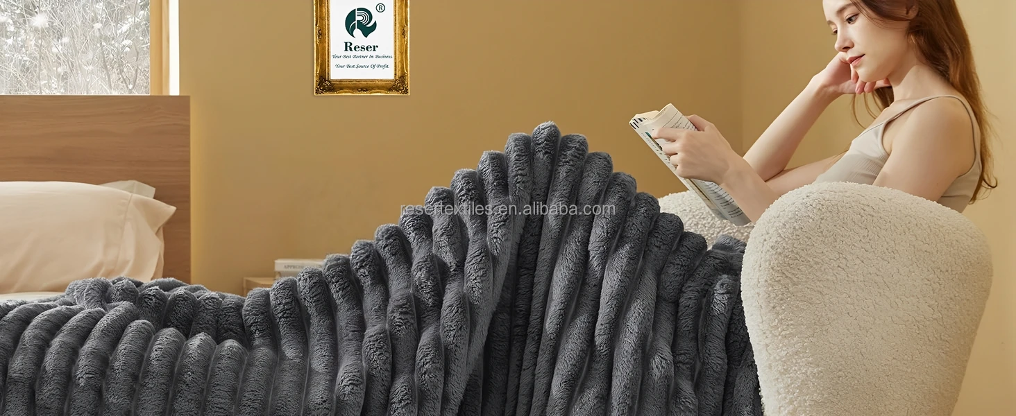 Wholesale Faux Fur Throw Blanket European & American Style Solid Soft Plush Thick Luxury Versatile for Living Room Bedroom