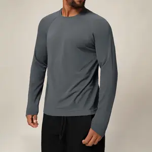 Men's Long Sleeve Fishing Shirt 100% Polyester Softness Blank Printed Techniques Men's Slim Fit Hoodies Tight T-shirt