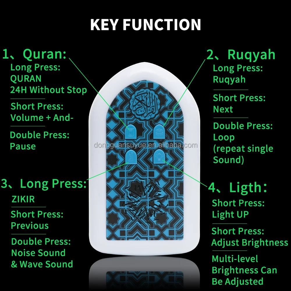 New Quran Plug Speaker Led Lamp Night Light Wallmounted Quran Player