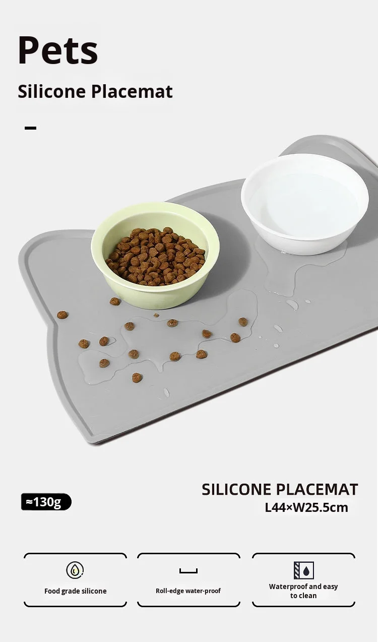 Anti Overflow Anti Slip Durable Silicone Pet Feeding Mats for Cats Dogs Waterproof Easy Clean Food Grade Material Eating Slow details