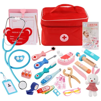 Kids Wooden Educational Pretend Play Doctor's Medical Play Set Kit Kids Role Play For Boys And Girls For Boys And Girls