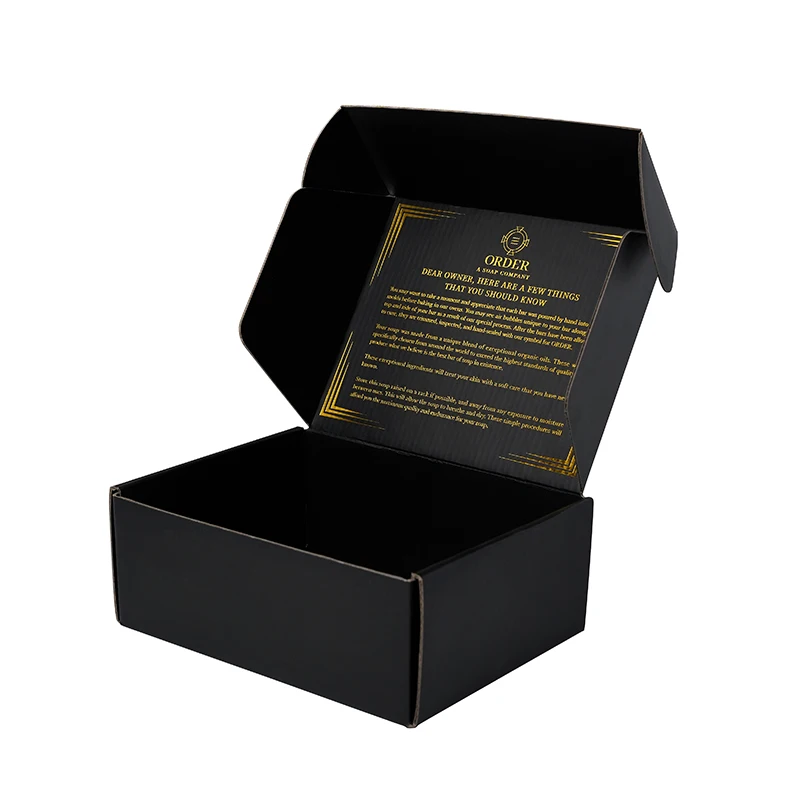 Recyclable Mailer Box Custom Size Logo With Gold Foil Matt Lamination Kraft Corrugated Shipping Flat Pack Packaging Gift Box