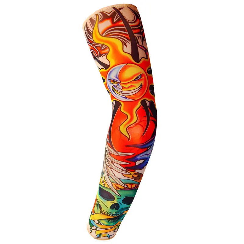 High Quality Professional Design Printed Elastic Nylon Fabric Full Long Tattoo Arm Sleeve for Four Seasons