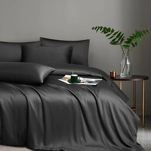 Wholesale 100% Bamboo Bedding Set Duvet Cover and Sheet in Black for Spring Woven Technique