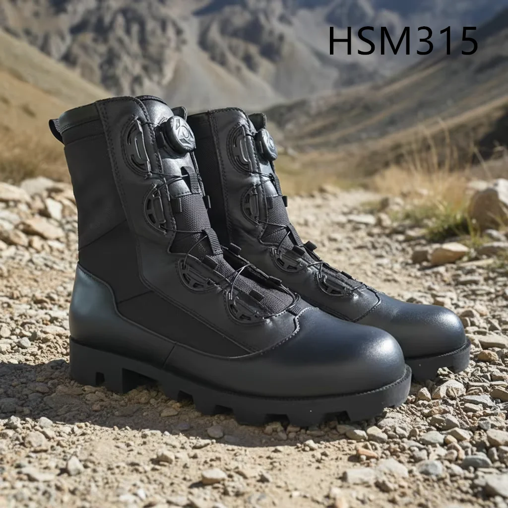 LXG,Summit Viewing ultra Hard Sole with Stitching Tactical Gear Boots Rotary Buckle Design Quality Leather Combat Boots HSM315