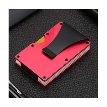 Hot Selling RFID Minimalist Aluminum Alloy Wallet Slim Metal ID Card Holder With Money Clip Holding Business Card