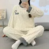 CreamCatCableFleecePajamaSet