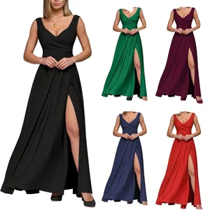 European American Women's Evening Dress High-Waisted Slimming Hot Selling Satin Fabric for Foreign Trade