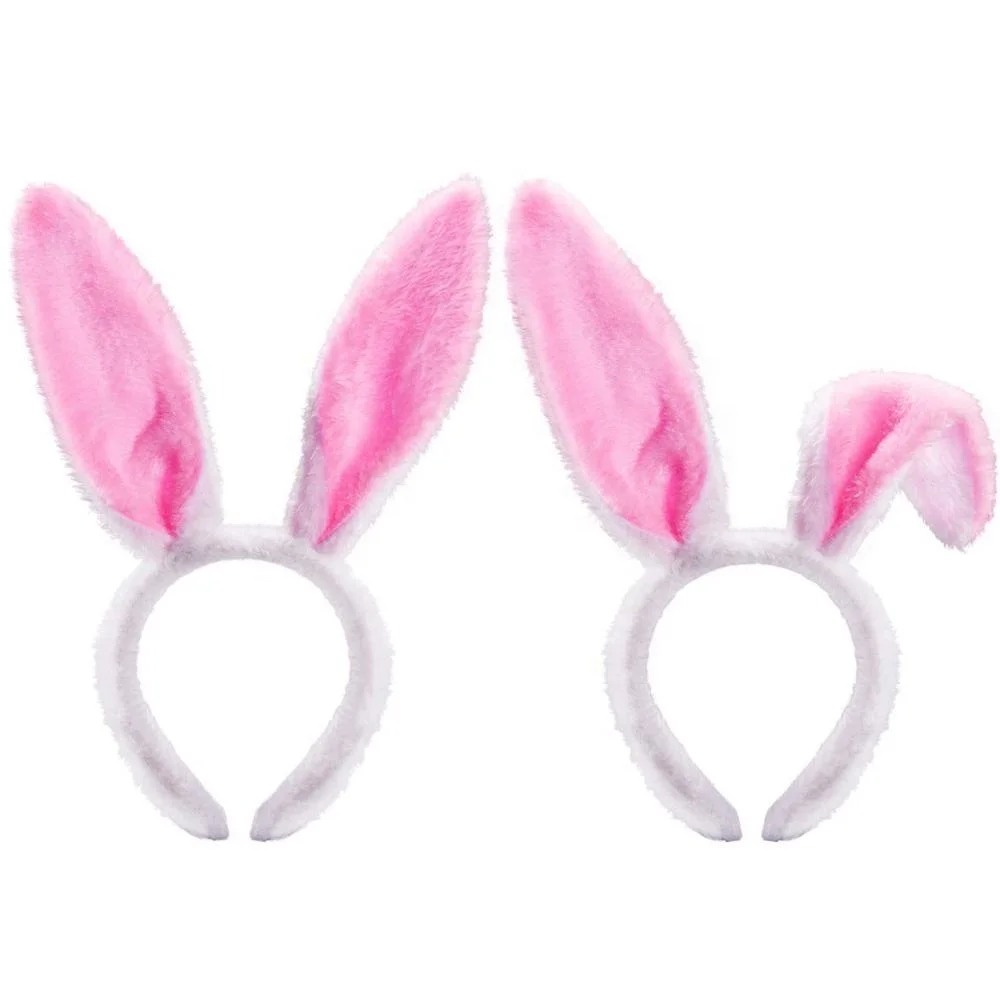 Black Led Bunny Headband Easter Head Boppers Light Up Plush Bunny Ears Headband Funny Easter Ears Costume Hairbands Party Props Accessories 