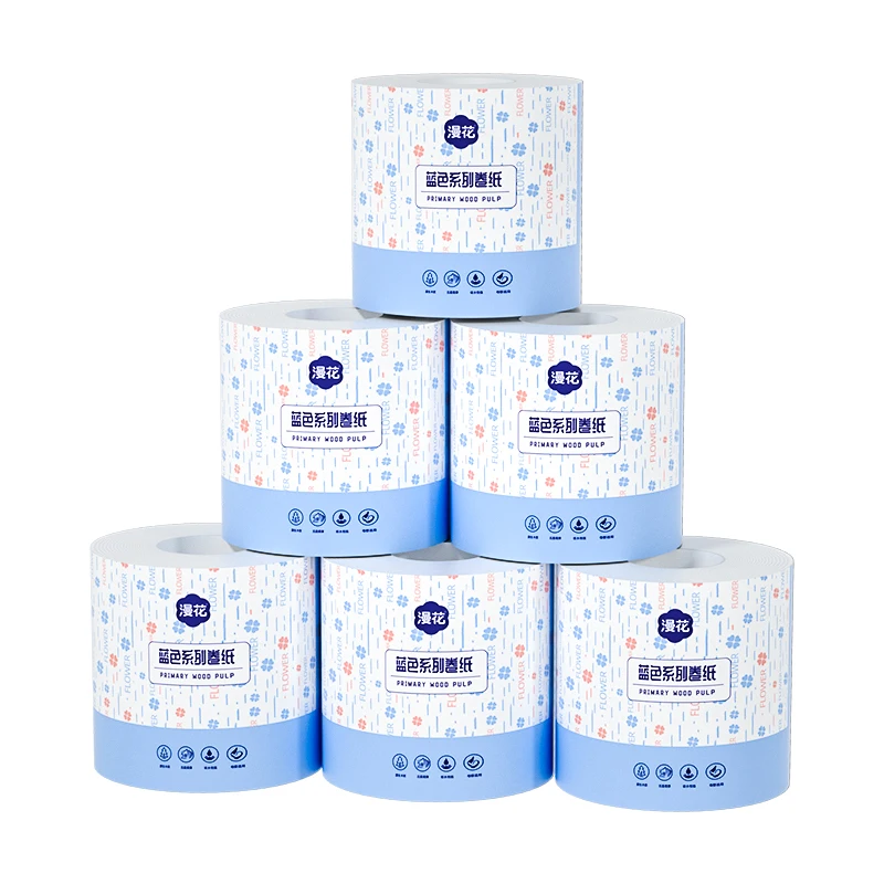 5 Ply 100% Wood Pulp Toilet Paper Tissue Roll Hot Sale 6/12/24 Rolls Embossed Biodegradable Butt Wipes