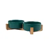 Green double bowl with stand