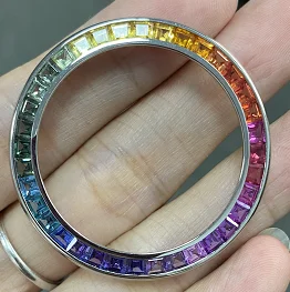 Индивидуальные детали для часов Daytonaes, вставки радужной рамки из нержавеющей стали с радужным камнем