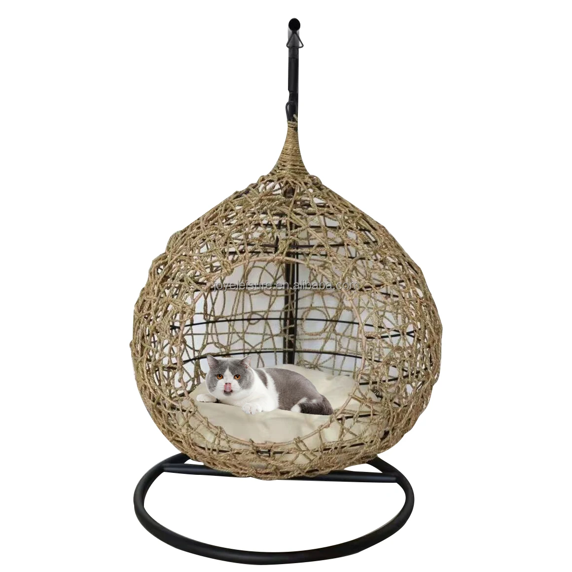 Outdoor Furniture Seagrass Steel Hanging Egg Chair Pet Swing Chair