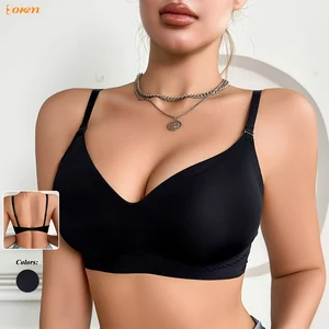 Women Thin Padded Wireless Bra Comfortable Seamless Bralette Soft Solid Back Beauty Push up Underwear Wholesale