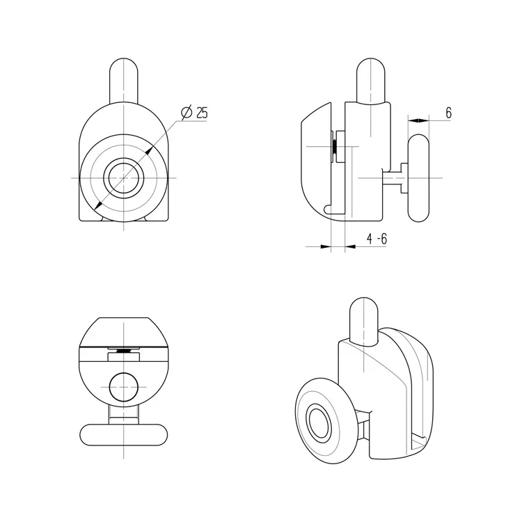 DOITOOL 4-Pack Shower Door Roller Wheels - 28mm Diameter, Copper, Ultra-Quiet Strong Load-Bearing Runners For Glass Sliding Doors