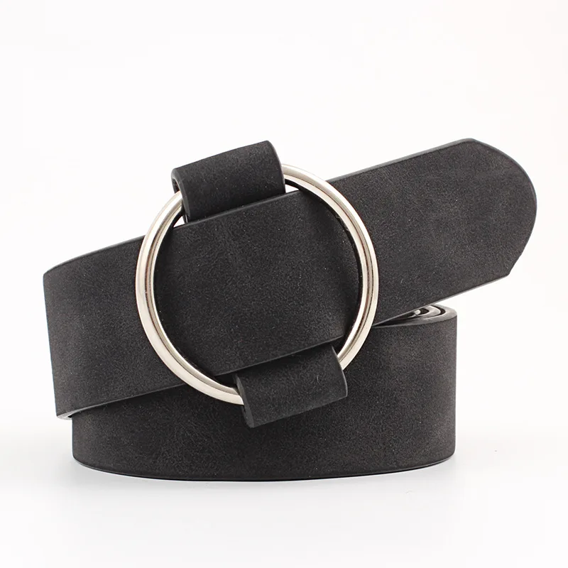 Factory direct sale without needle round buckle casual ladies leather wide belt