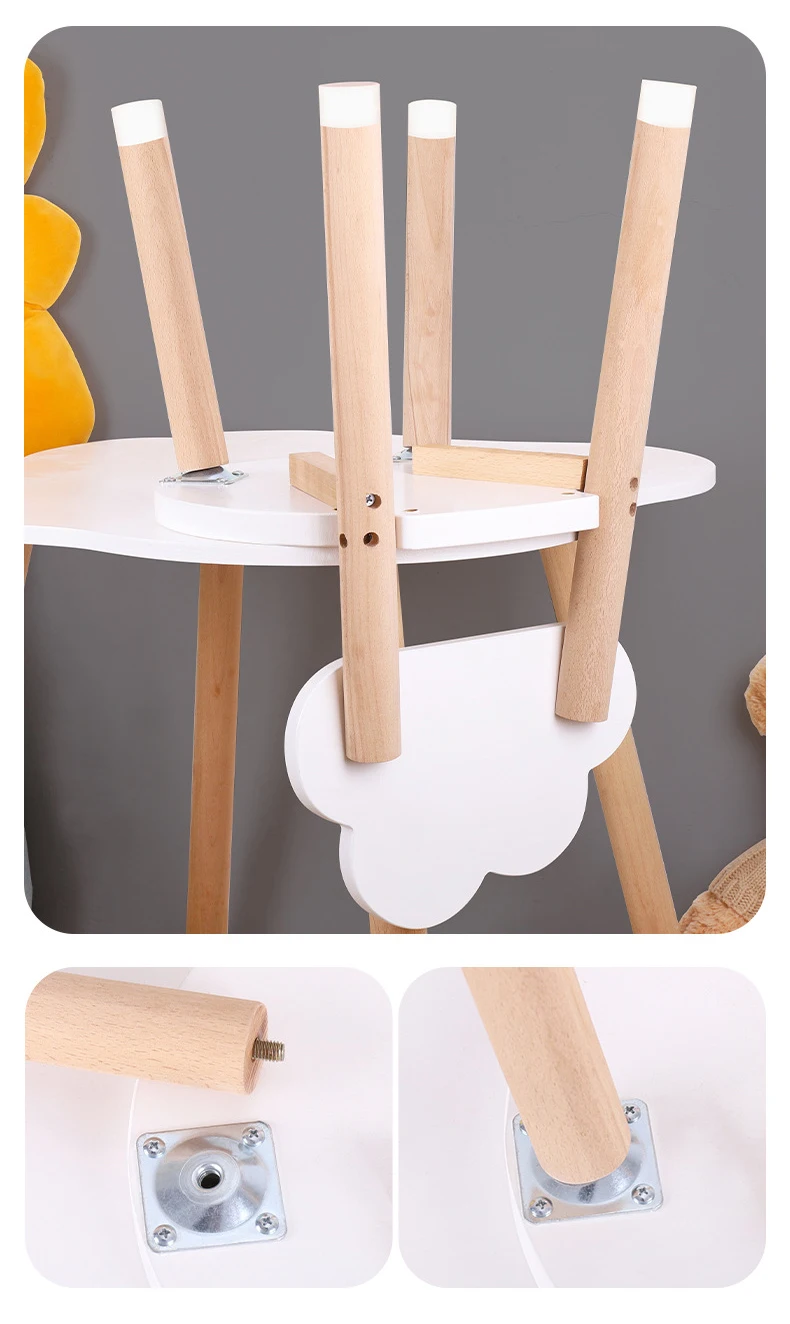 Customized Nordic Kids Furniture children Wooden play house Study Table and Chairs set Cartoon Table Desk Playhouse Furniture
