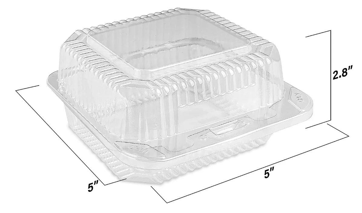 Pack of 100 Small Clear Plastic Hinged Food Container 6x6 for Sandwich  Salad Party Favor Cake Piece