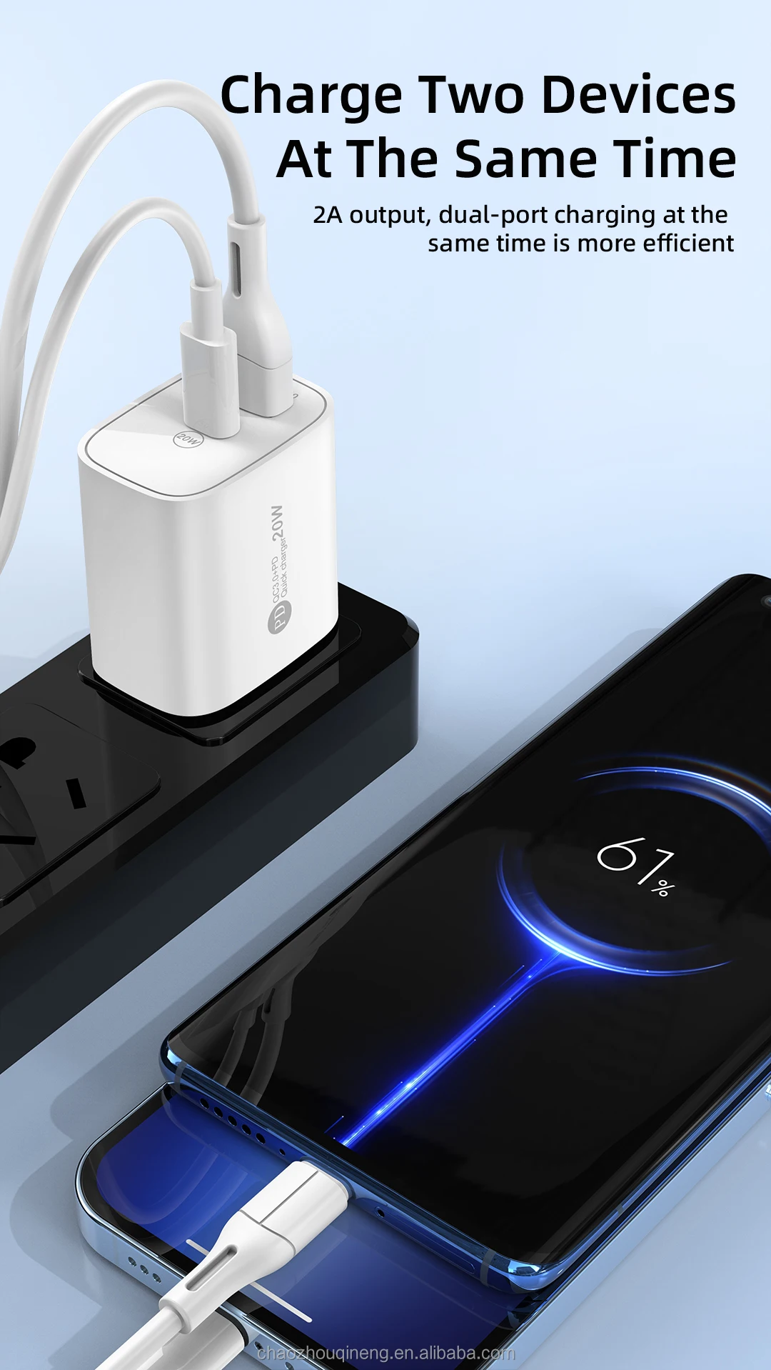 Portable Bulk Usb Phone Charger 5V2A Dual-port Fast Charger Adapter Plug 2in1 Mini PD Charger for Phones Wall Charger Type c OEM H2d2b2563f9524a5fb8a9afe474151cca1