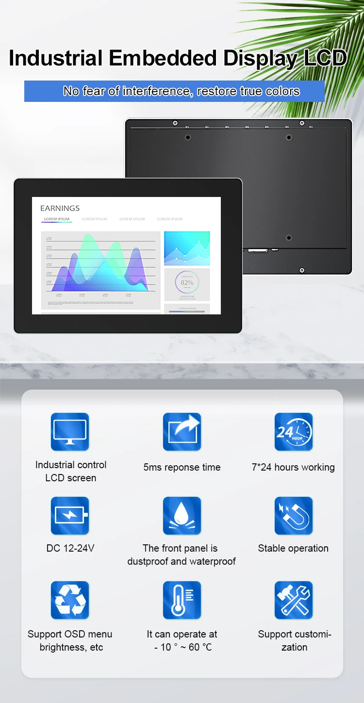 Hot Sale Industrial Desktop Full HD Business PC Monitor 7 Inch Touch Screen IPS Panel LED LCD VGA HD-Mi