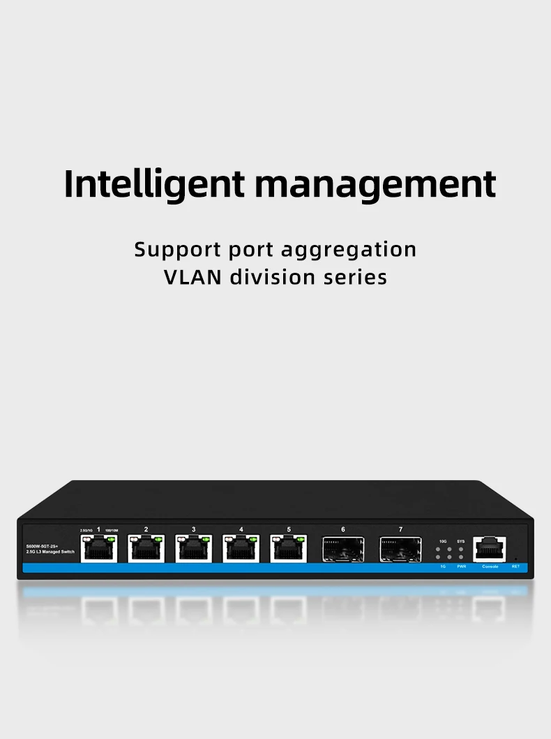 5 Port 2.5G Gigabit Managed PoE Desktop Network Switch With 2 10G SFP Slot Uplink VLAN Managed manufacture