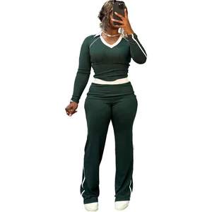 Women's Solid Digital Printing Eco-Friendly Polyester Spandex Casual Breathable Tracksuit Sports Two Piece Sets