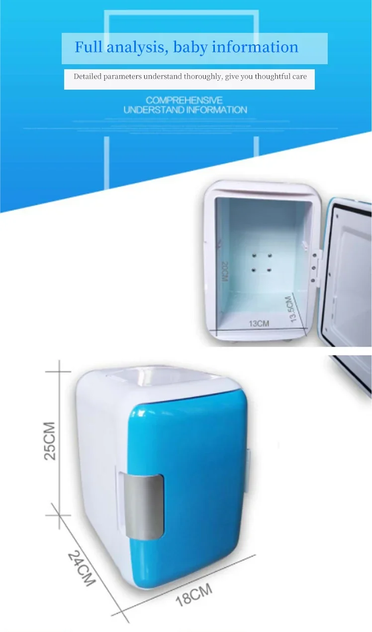 Dualuse 4l Home Car Refrigerator Mini Table Top Fridge 12v Freezer Cooling Heating Box Car