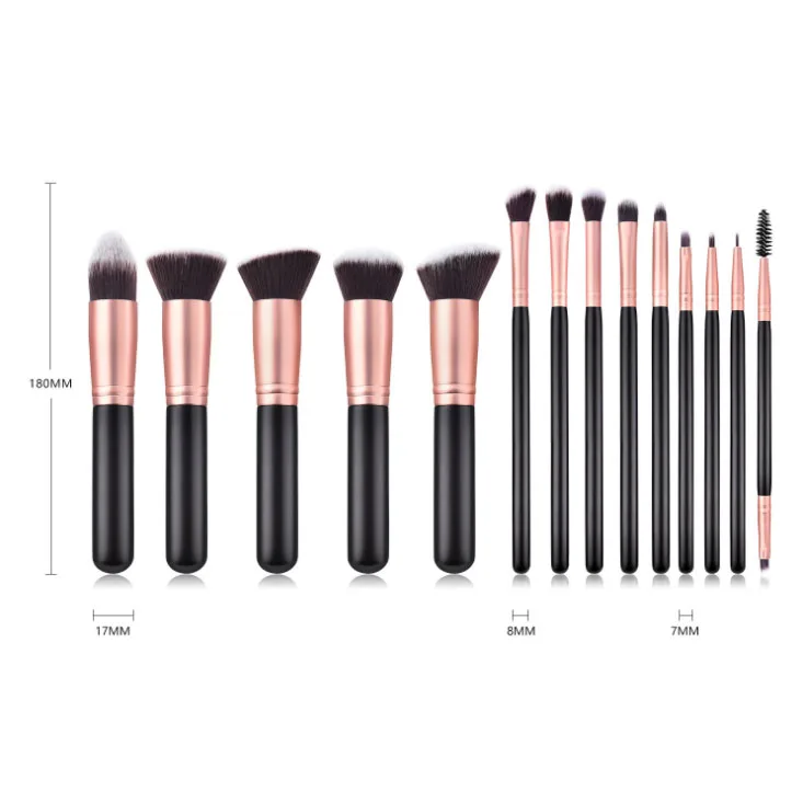 New 14pcs Gold Make Up Brushes Kit With Bag Vegan Private Label