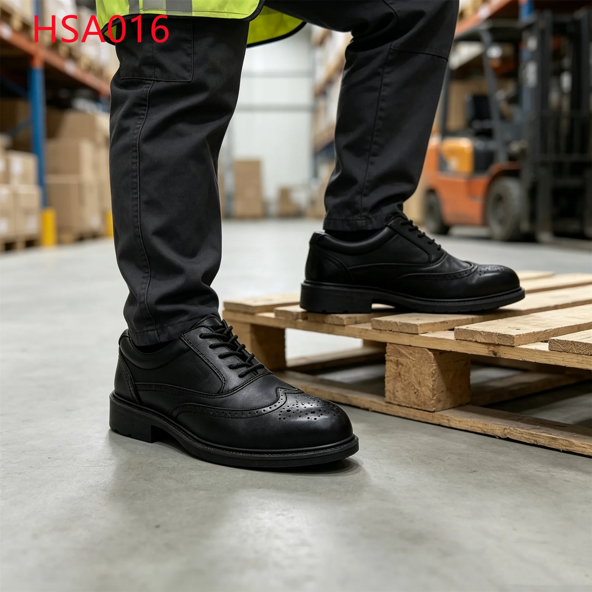 LXG,Engineering Site Wing Tips Design Hua Singh Manager Safety Shoes Leader Supervision Anti-hit Lace-up Men Leather ShoesHSA016