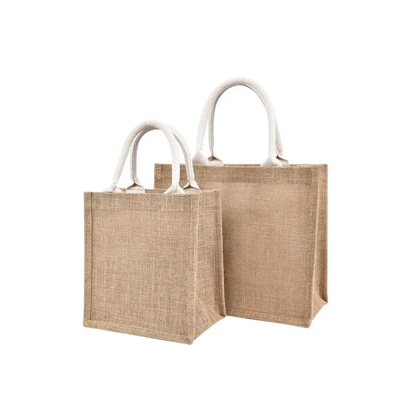 Wholesale Waterproof Reusable Burlap Bag Custom Small Burlap Jute Tote