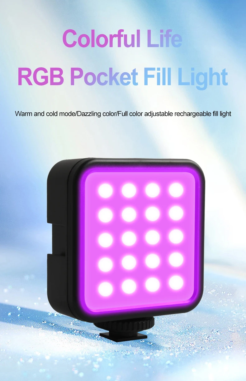 Mini RGB Dimmable LED Light 70 LED Beads 3000K-9000K Color Temperature Portable Vlog Led Light Photography Led Light manufacture