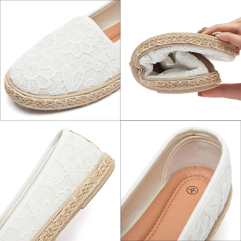 2024 Summer Wenzhou Factory Hand Made Loafers Fashion Espadrilles Shoes Women Flat Solid Color Casual Shoes Zapatos Mujeres