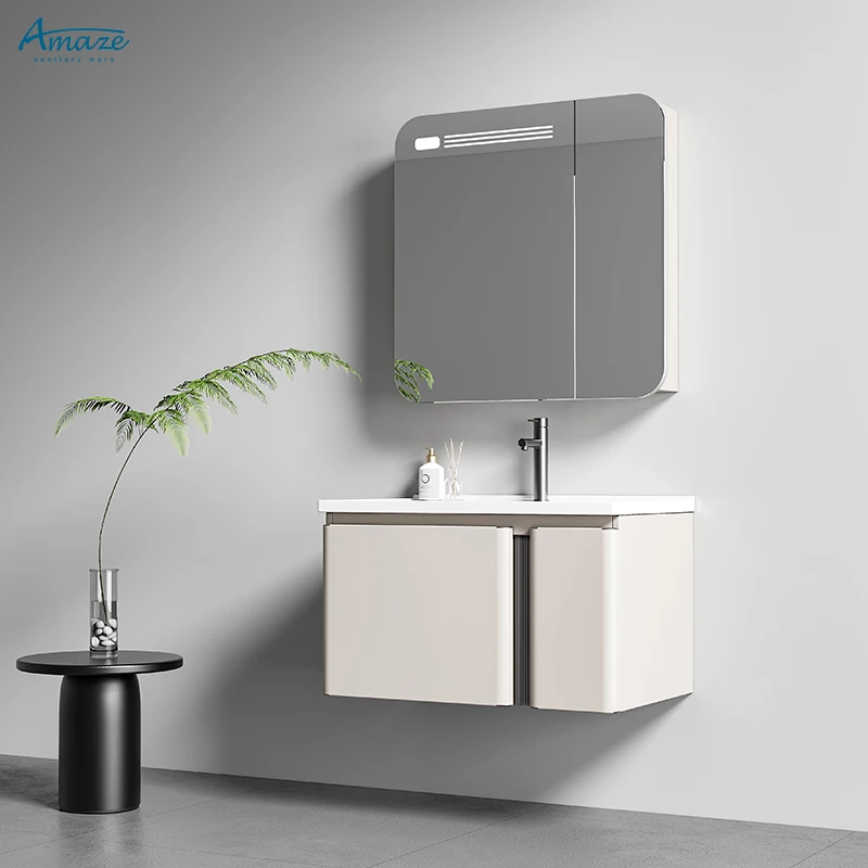 Factory customization luxury modern design wall hung cabinet basin stainless steel bathroom mirror cabinet manufacture