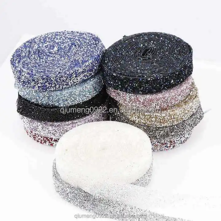 1 Yard Hot Fix Glitter dress Rhinestones Motifs Ribbon Crystal