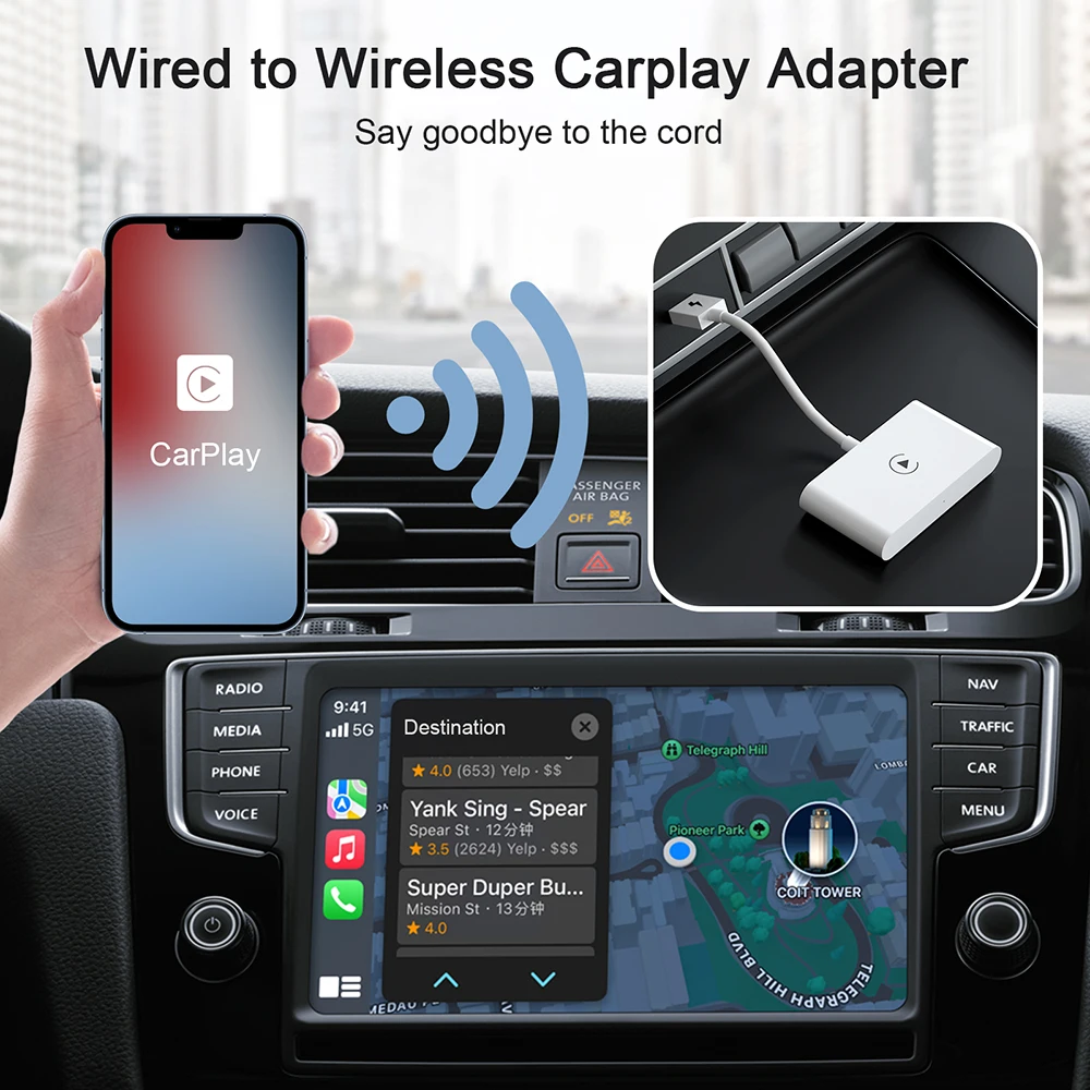 Wireless Android Auto Adapter Wireless Carplay Wired To Wireless ...