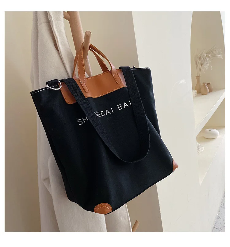 New Design Customized Printed Large Cotton Canvas Tote Bag Zipper With ...