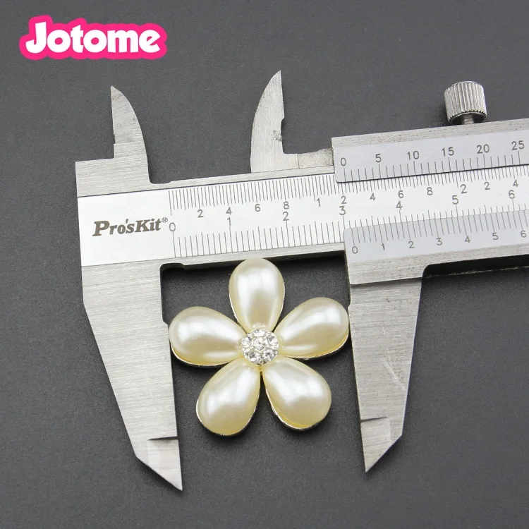 30 mm Pearl Flower Snap Button Luxury Wedding Invitation Decoration Zinc Alloy Metal Plating Technics