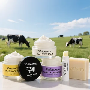 Beef Tallow Lotion for Face Body Sensitive Skin Moisturizer Whipped Body Butter Natural Unscented Vegan Skincare Cream