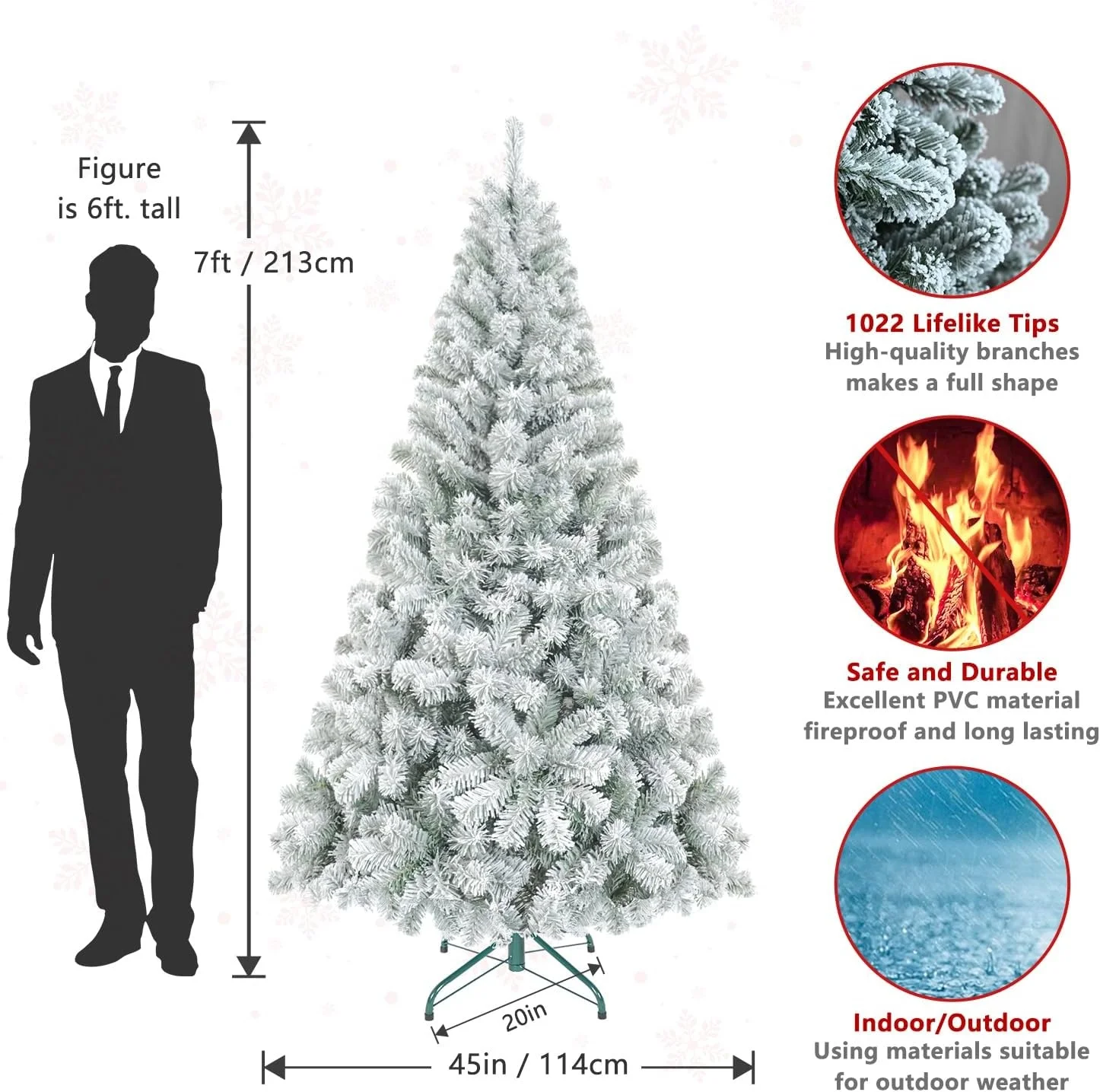 150 cm 180 cm 210 cm 240 cm Weihnachtsbaum beflockte Weihnachtsbume  Schneewittchen knstlicher Weihnachtsbaum