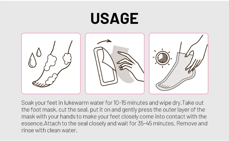 Wholesale Coconut & Vitamin E Peeling Foot Mask Sock with Hyaluronic Acid for Moisturize Smooth Repair and Soften Cracked Heels