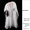 A 1.45-meter-tall white female ghost standing with a head