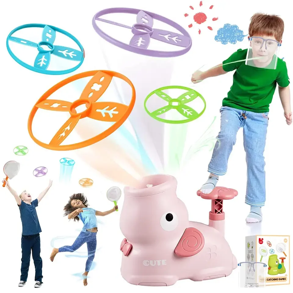 Lanceur De Disques Volants Extérieur – 8 Disques, 2 Filets, 2 Lunettes – Cadeau 3-10 Ans Filles Et Garçons
