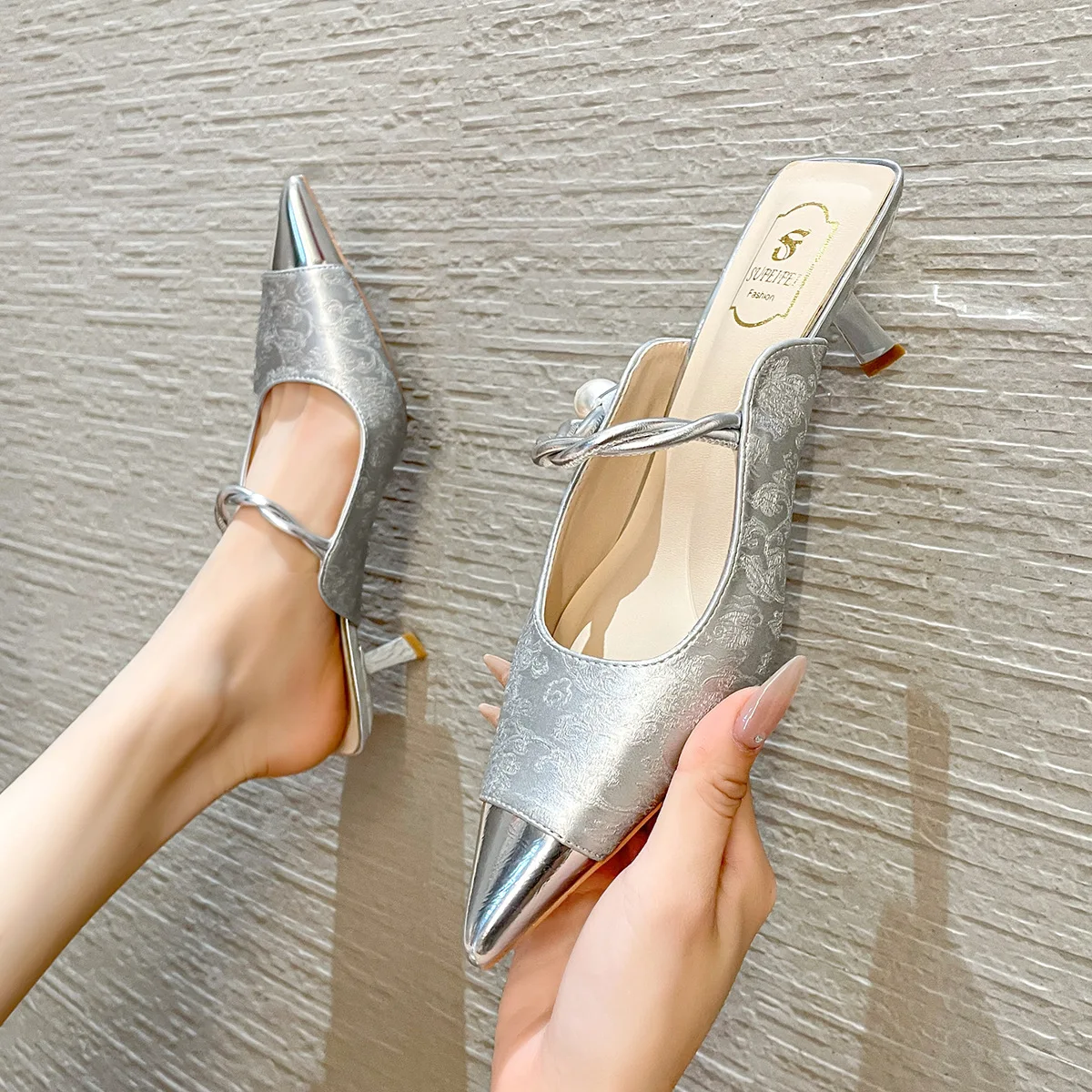 Sandalias De Tacón Alto Con Punta En Pico Para Mujer, Zapatos Elegantes De Tacón De Cuero, Simples