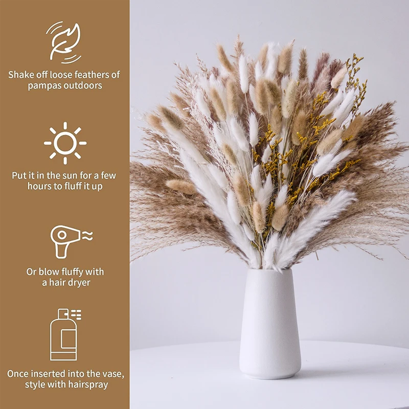 product high quality rabbit bunny tails grass reed flower arrangement lovegrass natural dried pampas grass bouquet boho home decorations-57