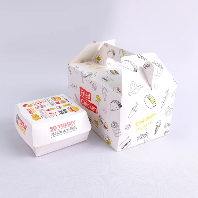 Wholesale Paper Box Chicken And Hamburg Food Packaging Customized Printed Glossy Lamination details