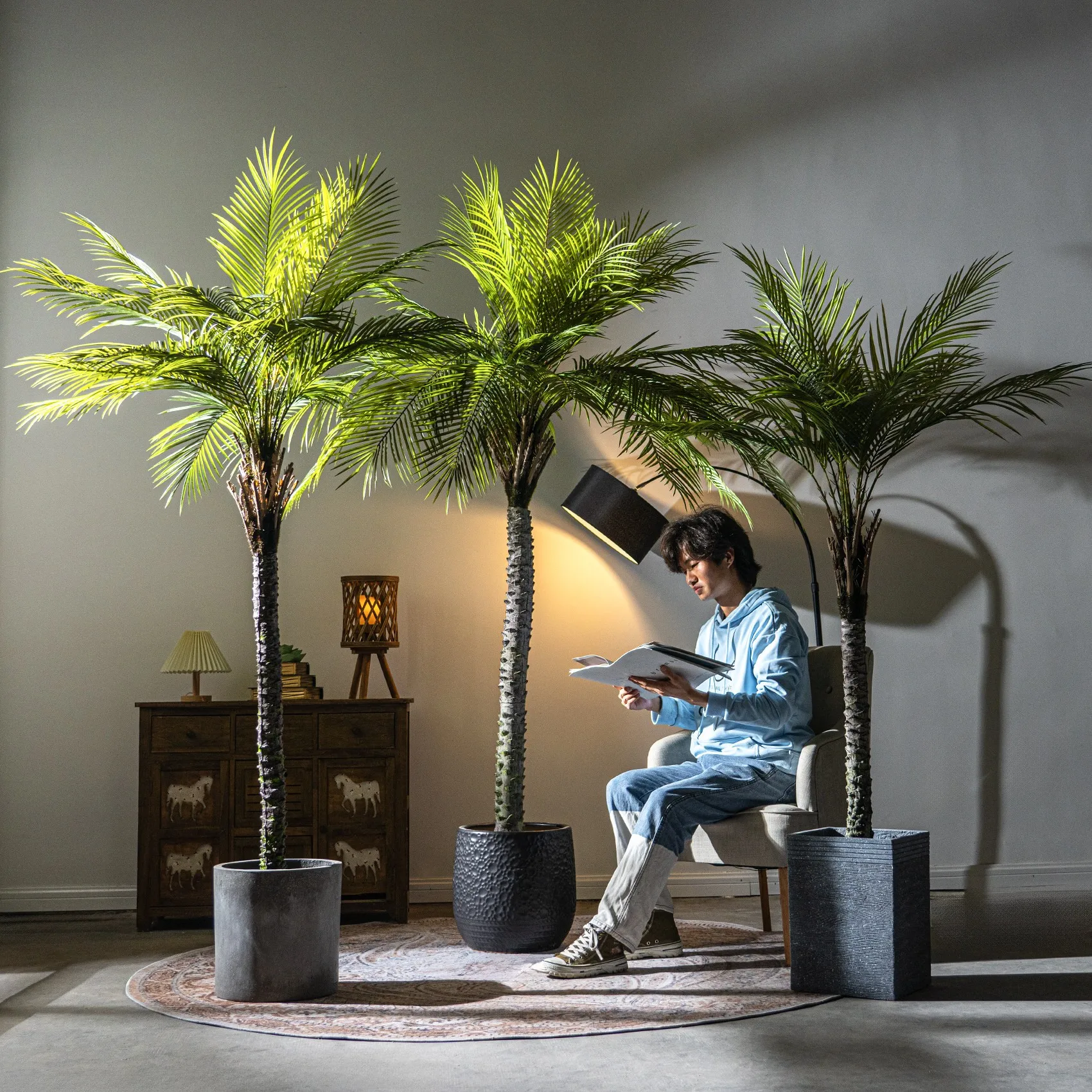 product artificial palm tree plants  decorative garden fence bonsai tree artificial leaves plants simulated trees plastic plants indoor-5