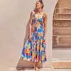 Abito lungo con stampa floreale hawaiana